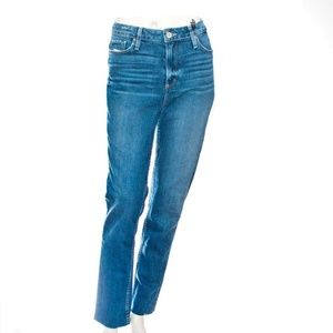 PAIGE Hoxton Straight Leg Slim High Rise Raw Hem Jeans